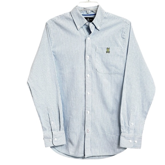 Psycho Bunny Stripe Oxford Shirt Mens S Blue White  Button Down Casual Preppy - Picture 1 of 7